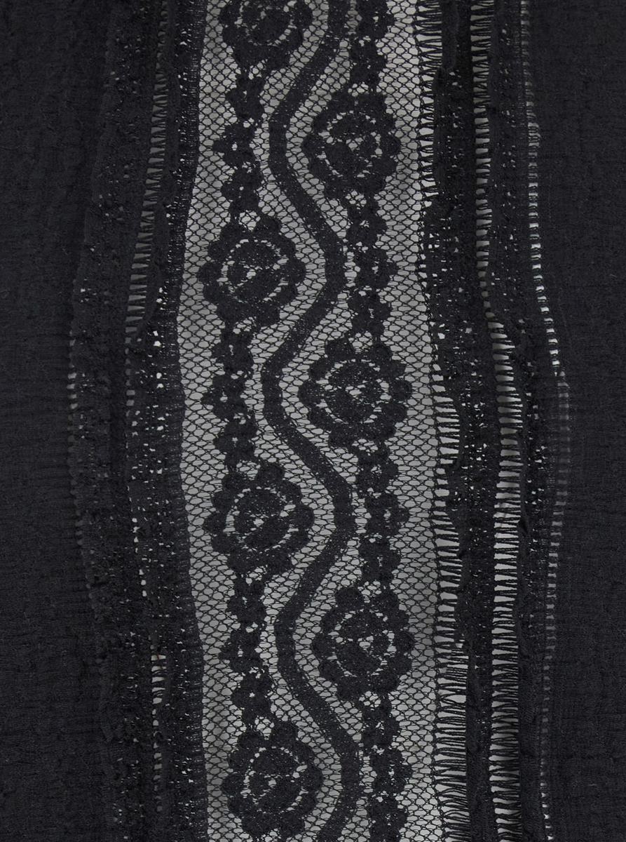 'Asteria' svart topp med broderidetaljer och halvtransparent design i bomulls- och teknisk blandning för kvinnor