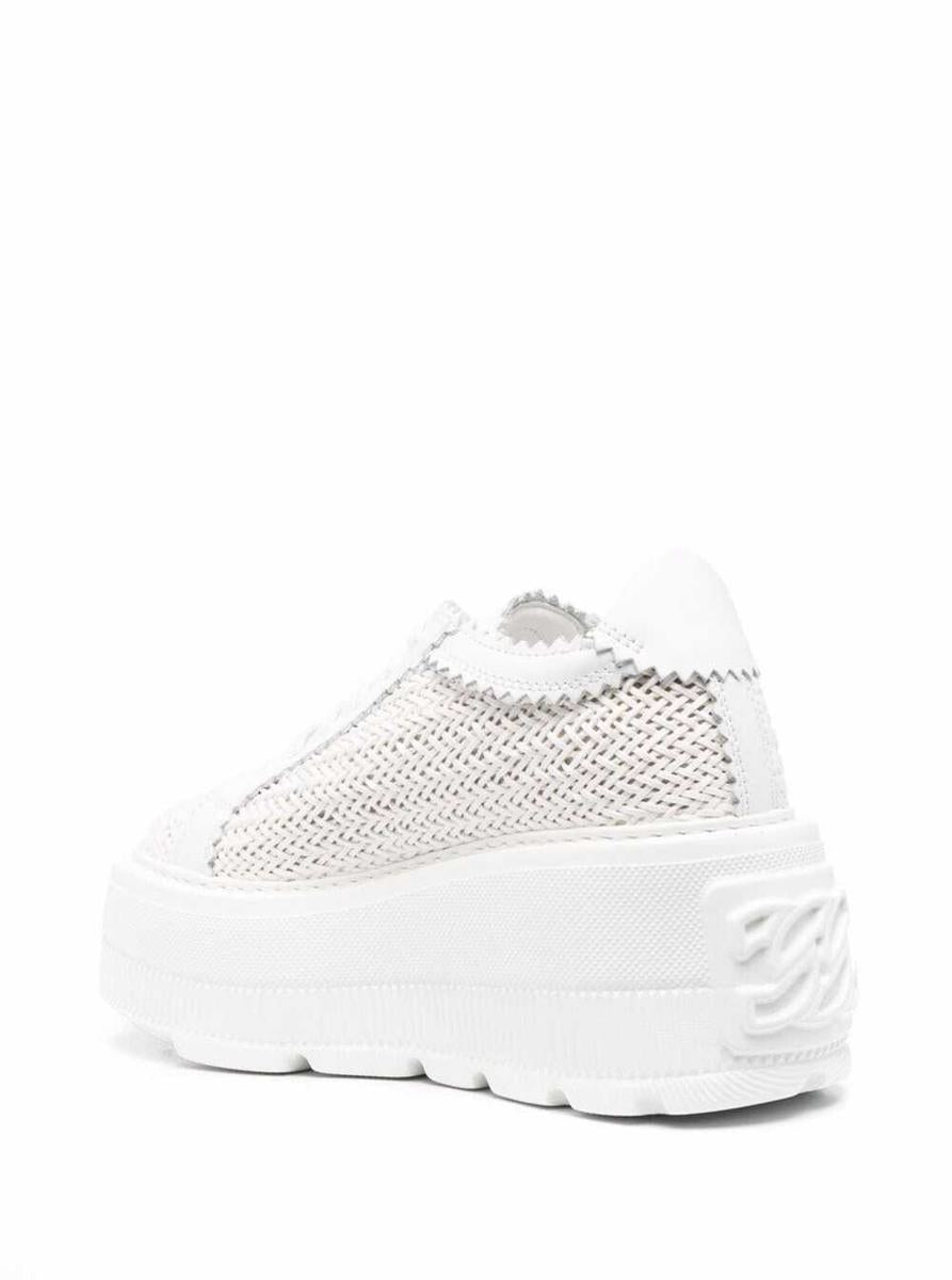 Vita platåsneakers i sammanvävd design i polyuretan för kvinnor