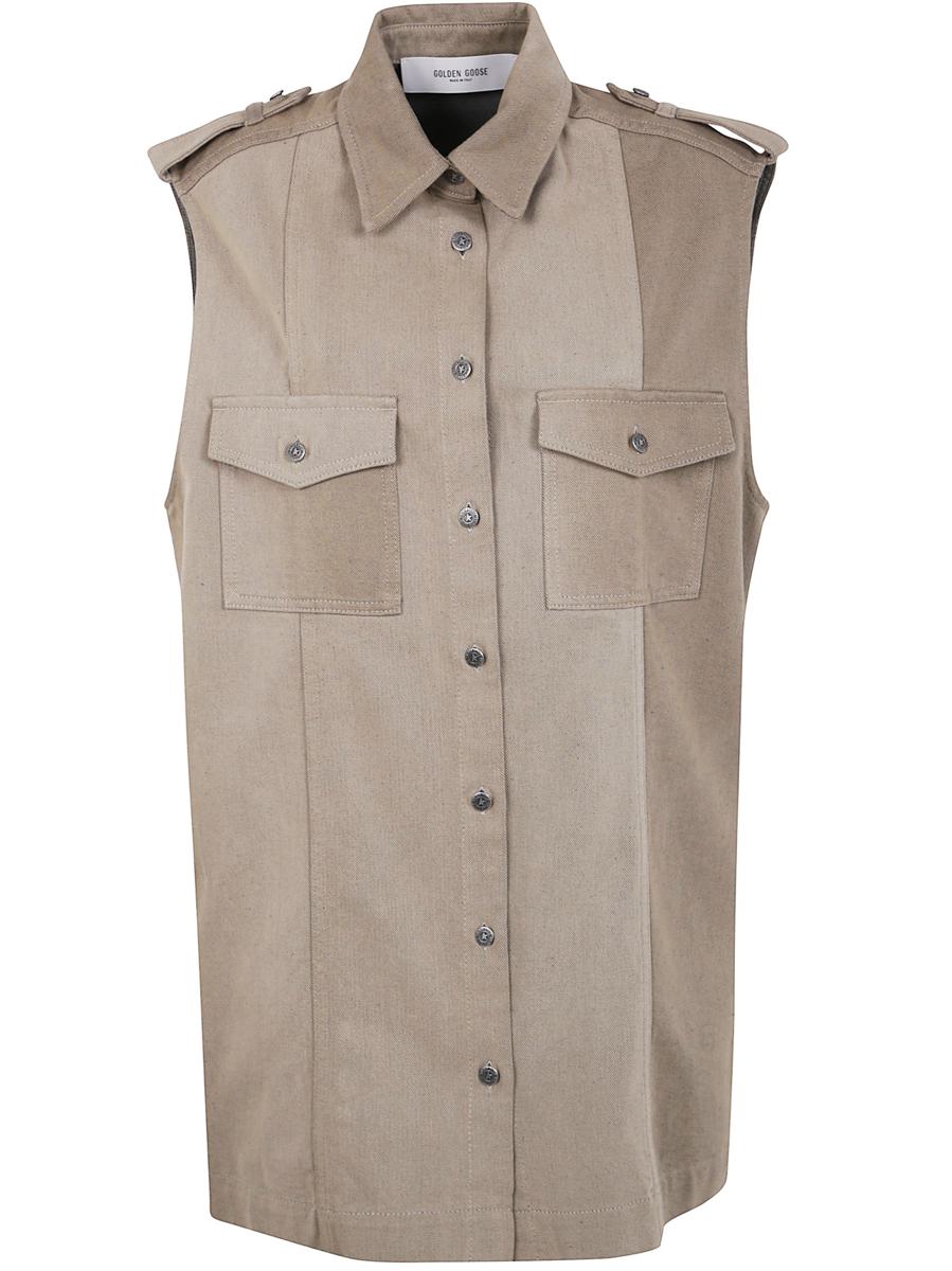 Golden Goose "Journey W`S" Osanne Skjortklänning Ärmlös Bomull Denim Full Sly Wash Kläder