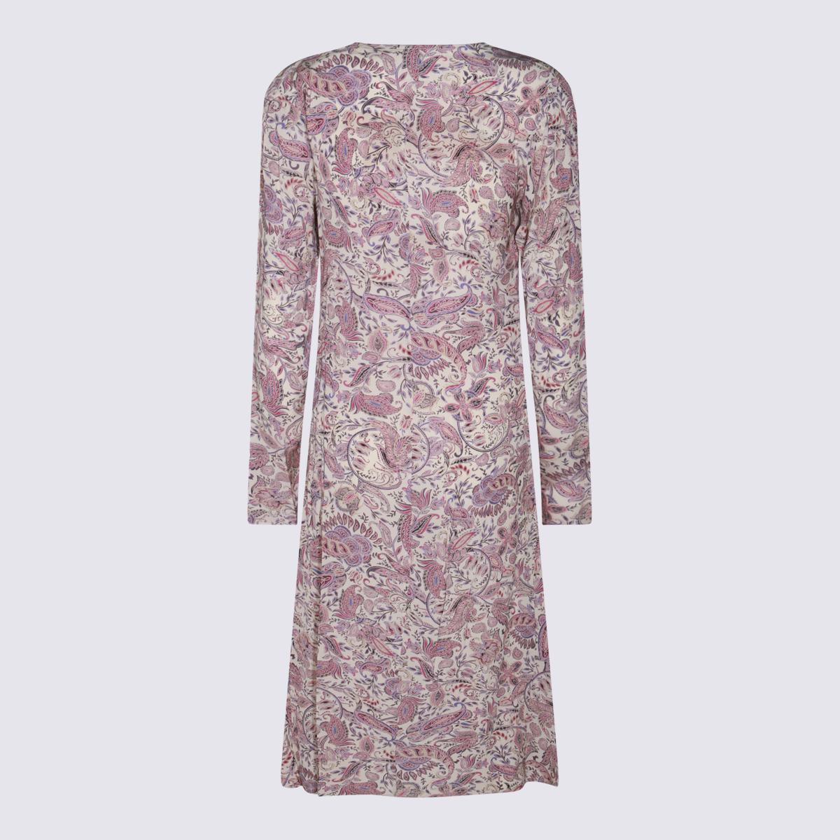 Isabel Marant Étoile Ecru och lila bomullsklänning