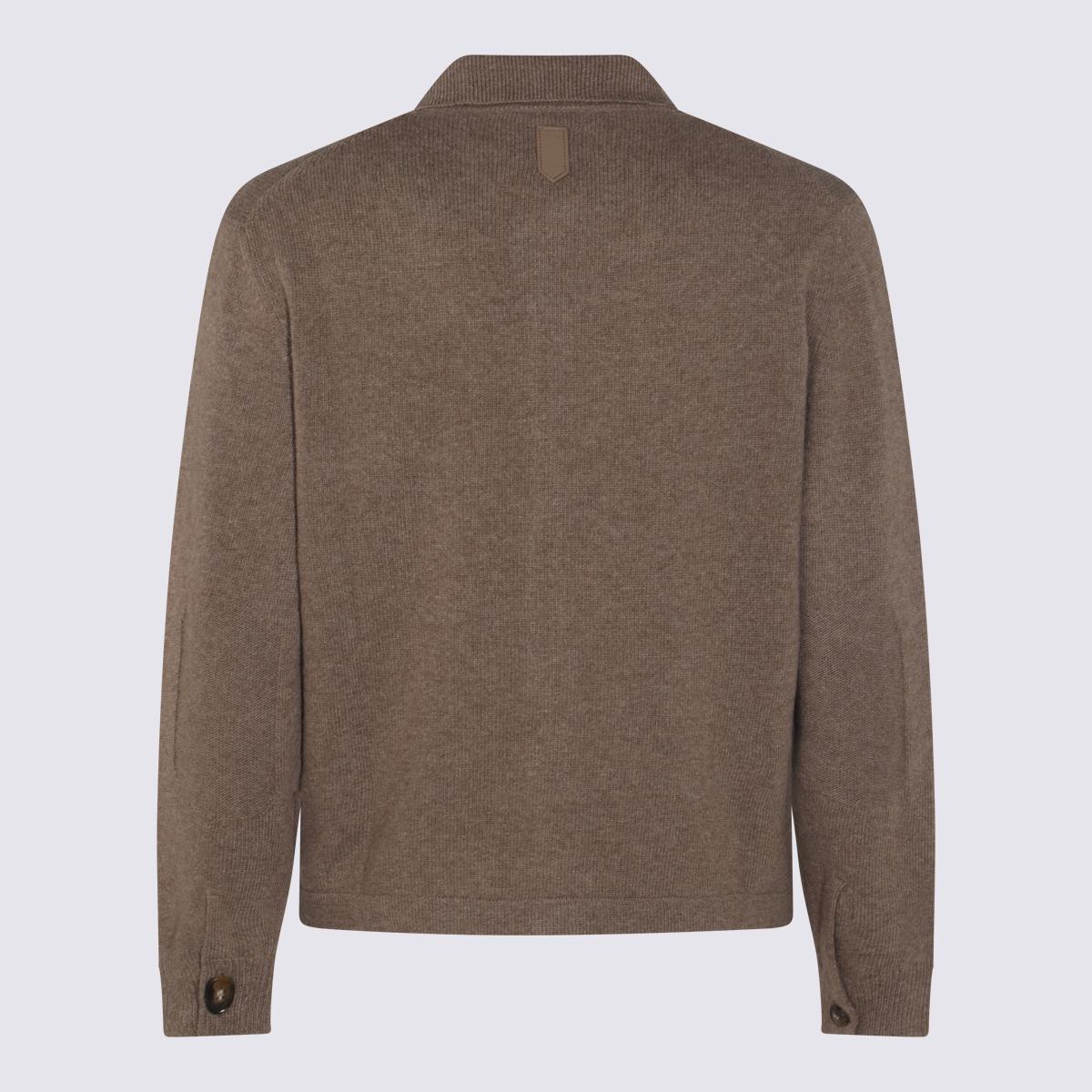 Canali Beige Ull Stickade Tröjor