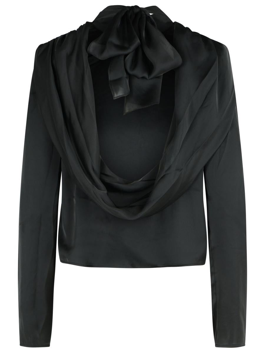 Rotate Birger Christensen – Draperad topp i svart polyester