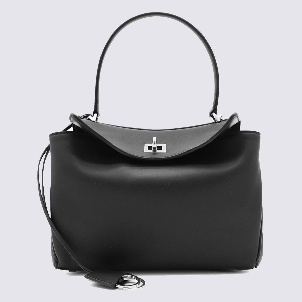 Balenciaga svart läder Rodeo S väska med topphandtag