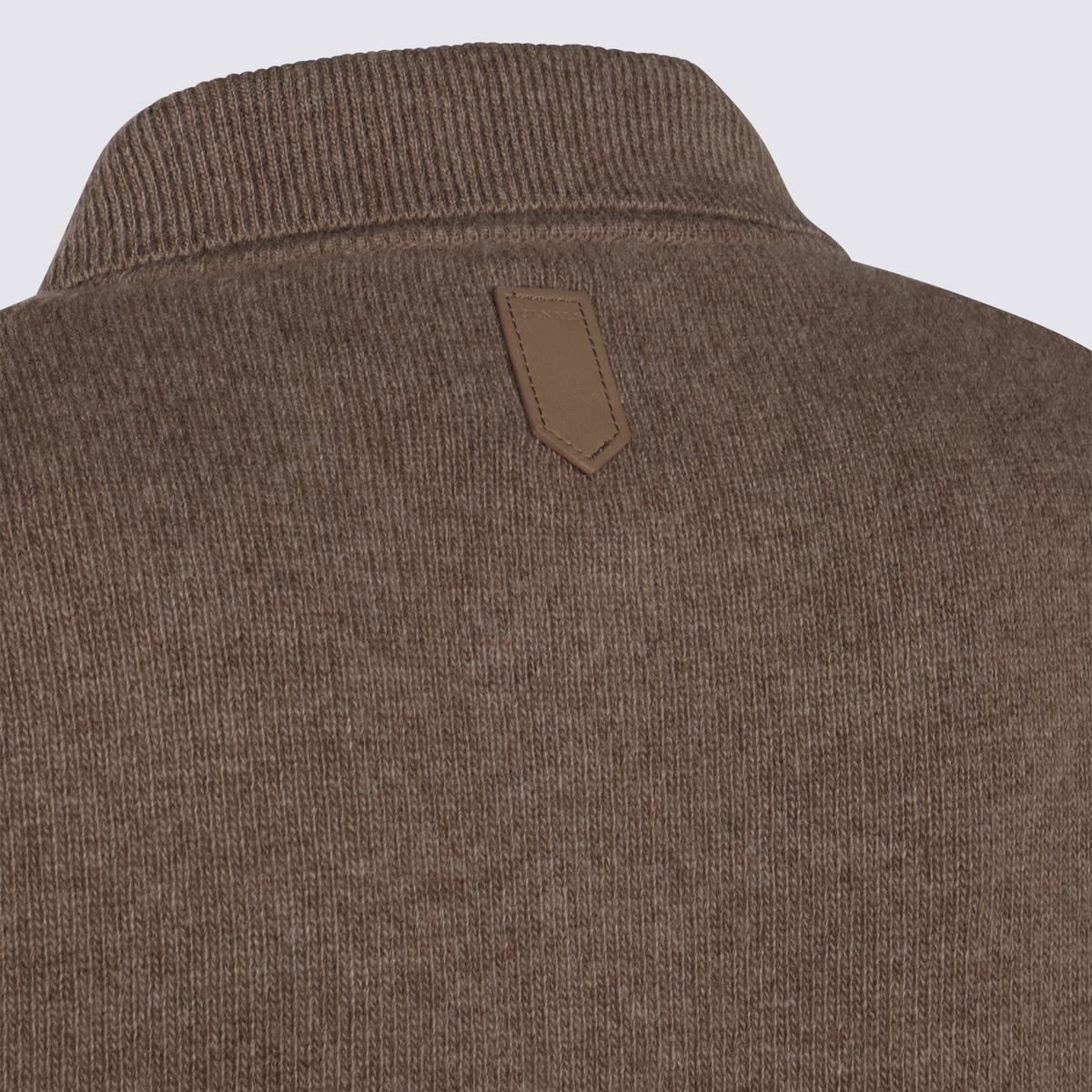 Canali Beige Ull Stickade Tröjor
