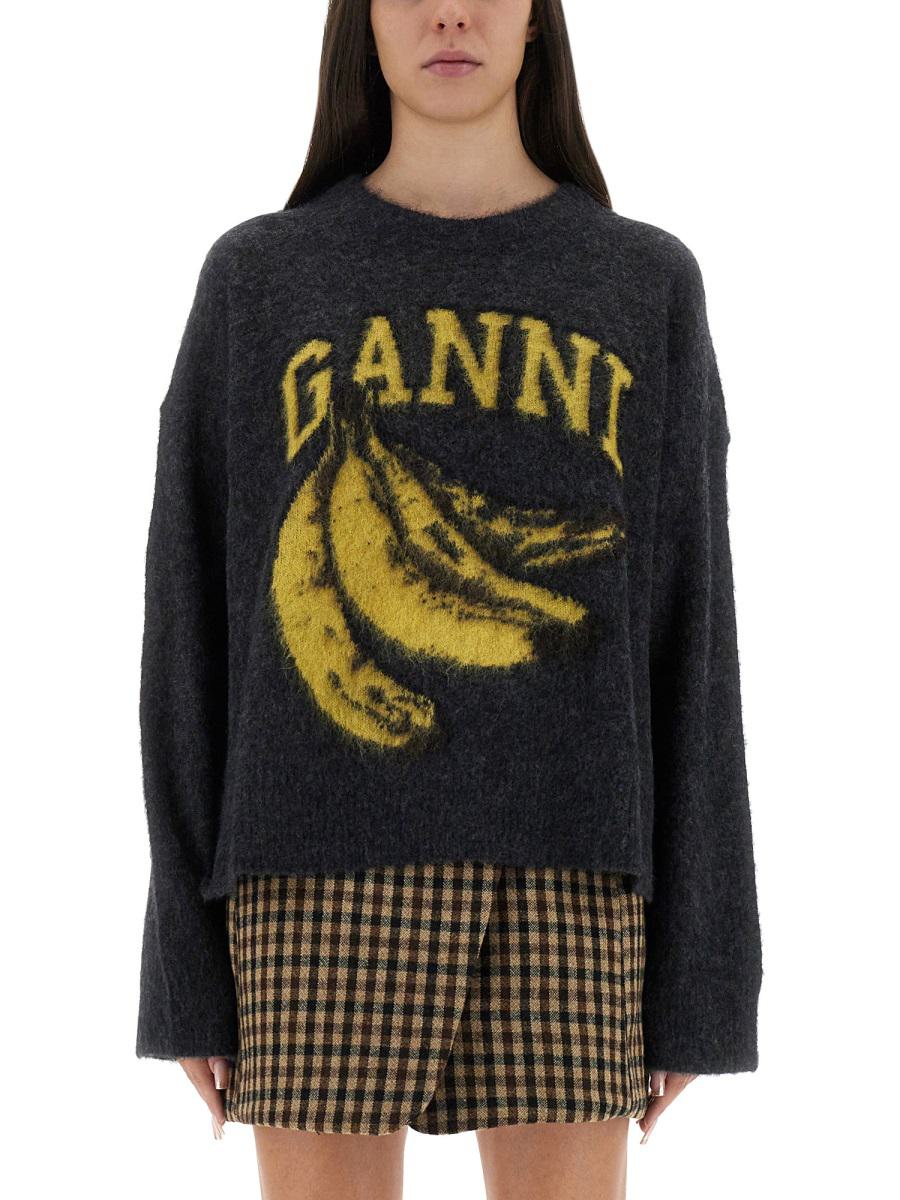 Ganni-tröja med banan och logotyp