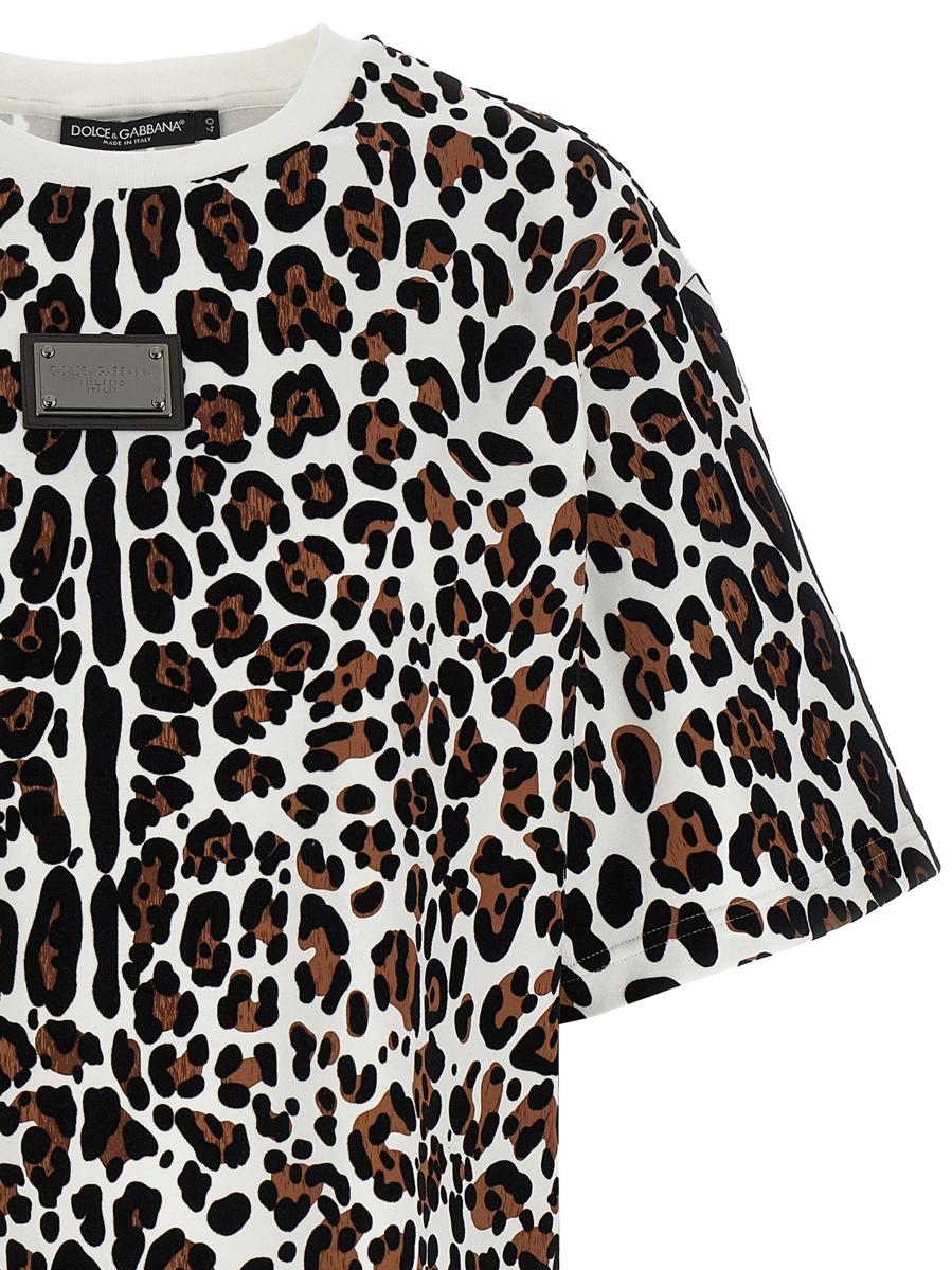 Dolce & Gabbana T-shirt med djurtryck och logotypplakett