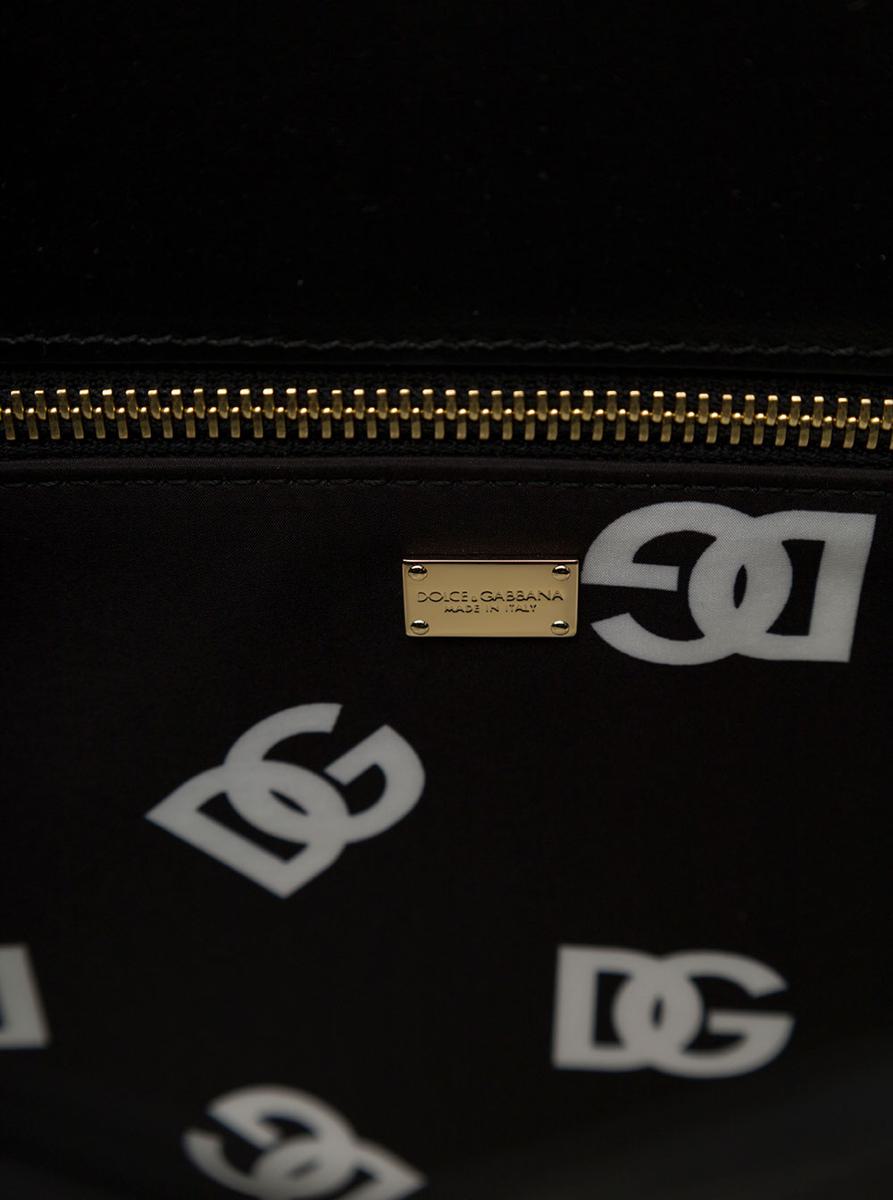 'Dg Logo' svart mellanstor shopper i läder för kvinnor