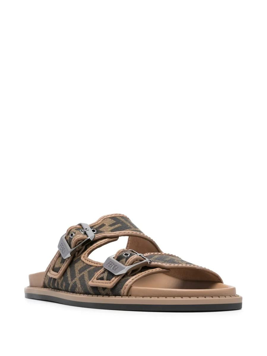 Fendi Feel Ff Jacquard Tyg Sandaler Skor