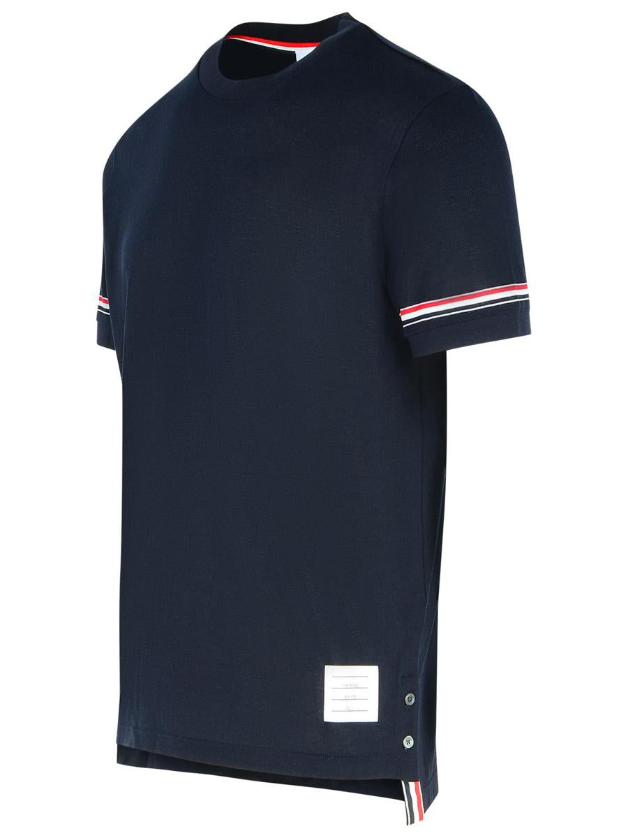 Thom Browne 'Cuff' Marinblå Bomulls-T-shirt