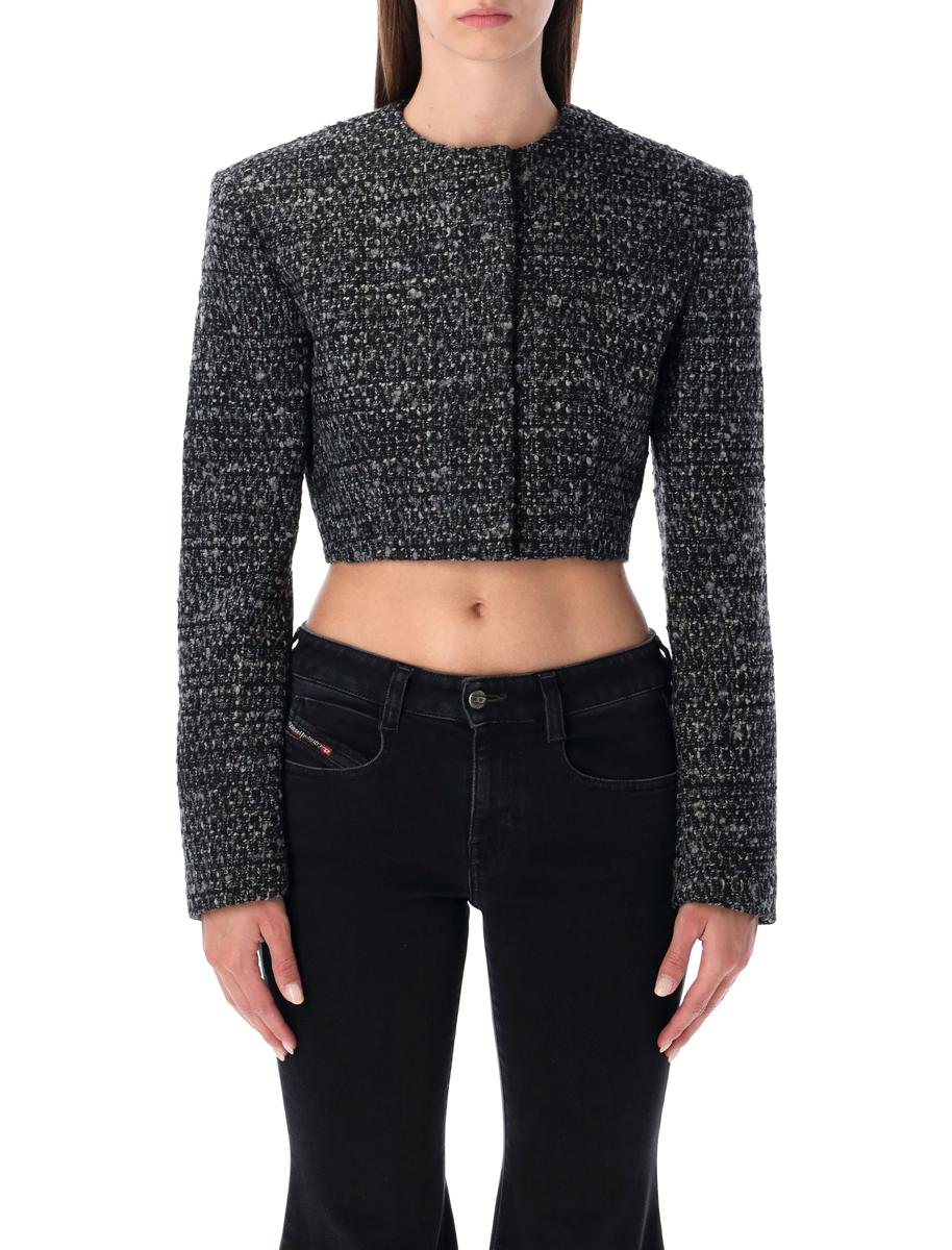 Diesel G-Crop-G Svart Bouclé Ullblandad Kort Jacka