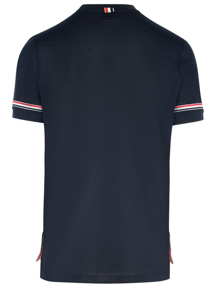Thom Browne 'Cuff' Marinblå Bomulls-T-shirt