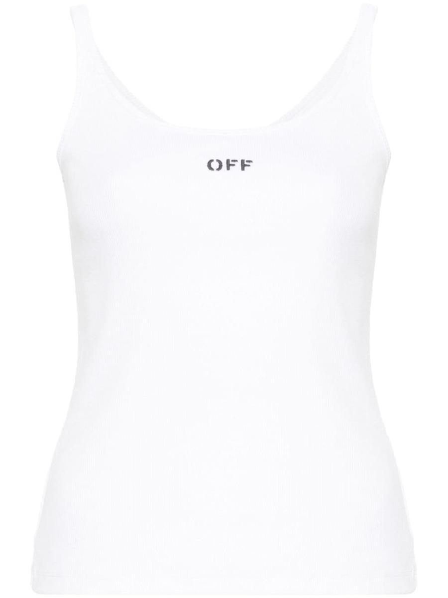 Off-White Off Stamp Rib Linne Vit Svart