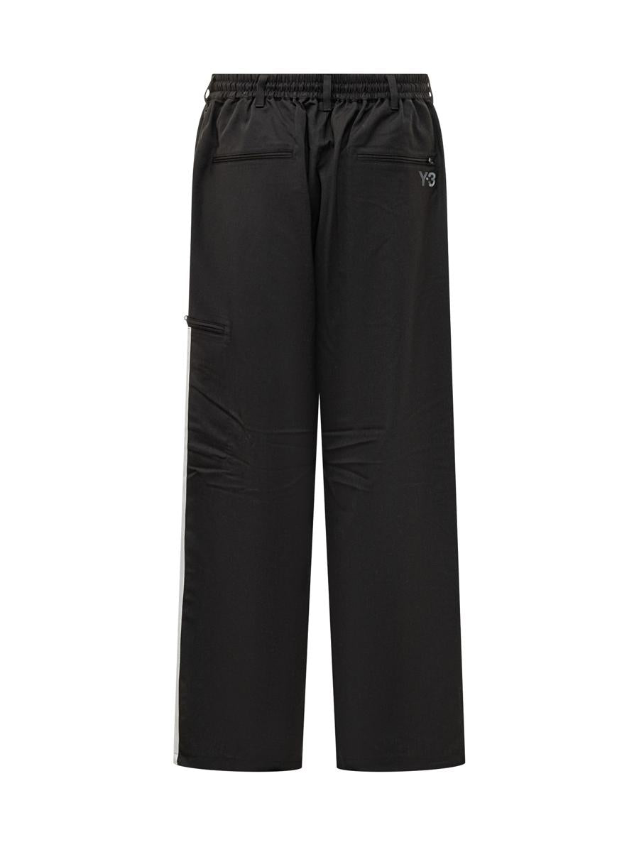 Y-3 Adidas Svarta Baggy Byxor Med Sidoband Y-3
