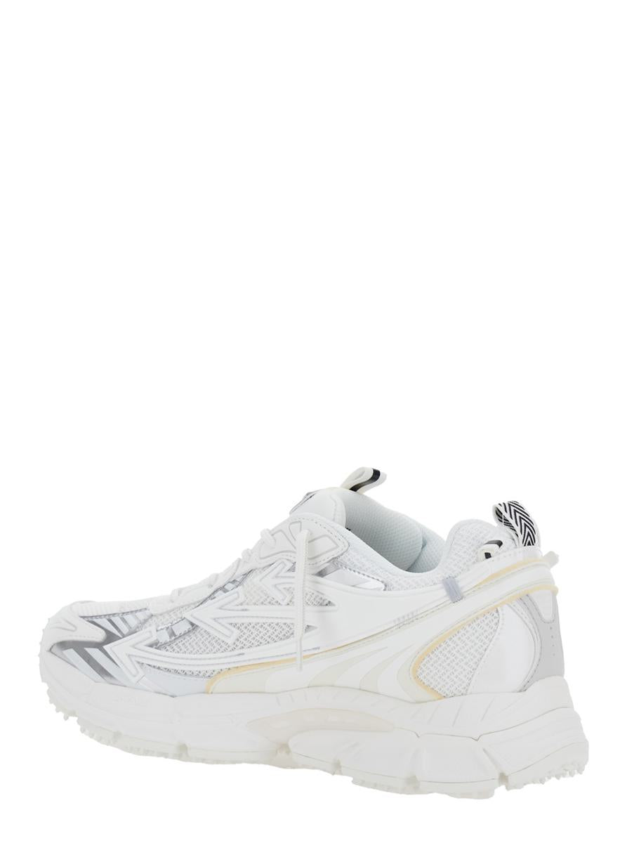 'Ow Be Right' Vita Låga Sneakers Med Dragkedja I Mesh Och Läder Herr