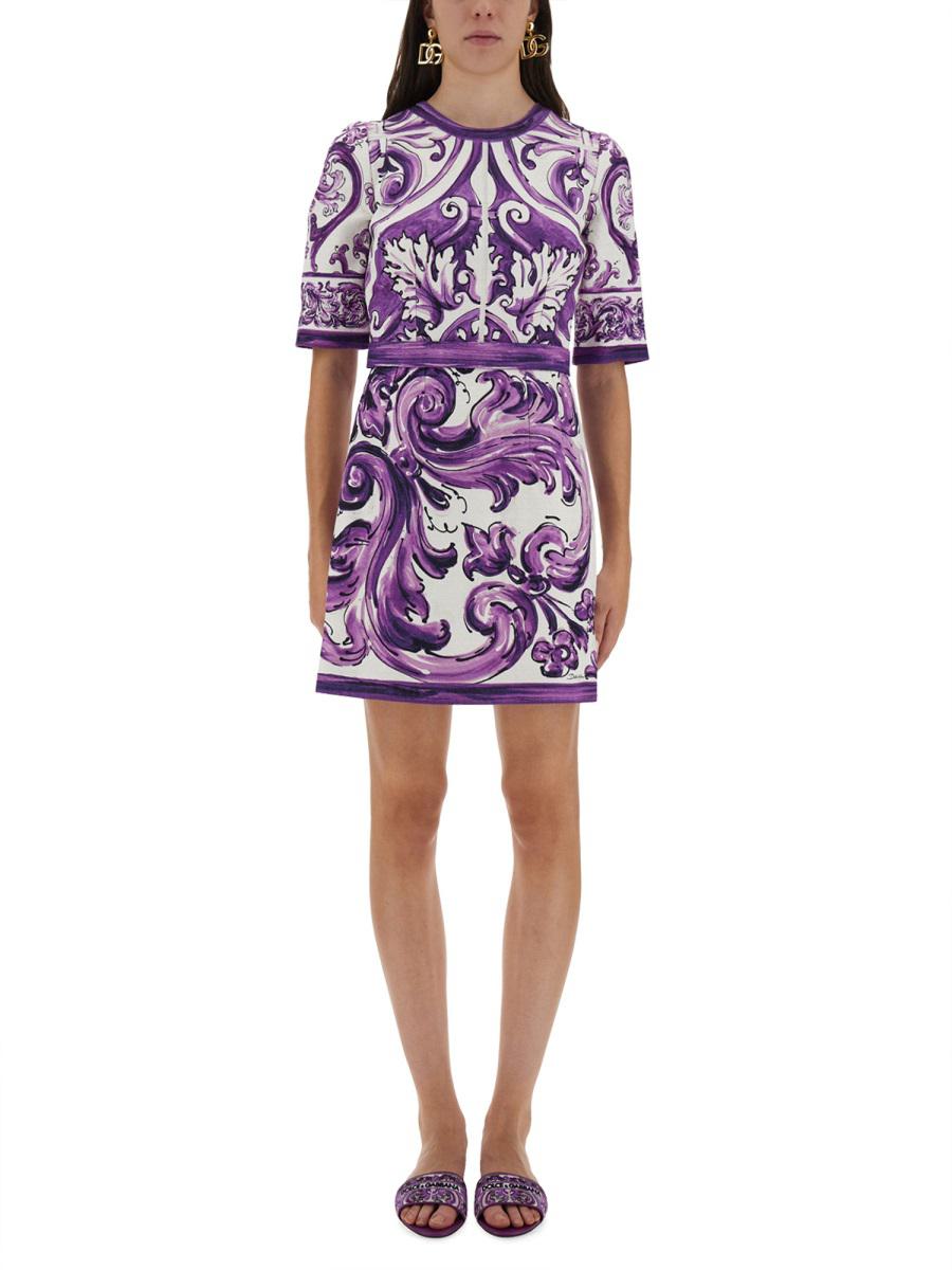 Dolce & Gabbana Majolica Print Mini Klänning