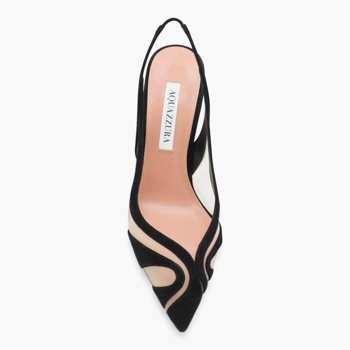 Aquazzura svarta läderpumps Lune Sling 85