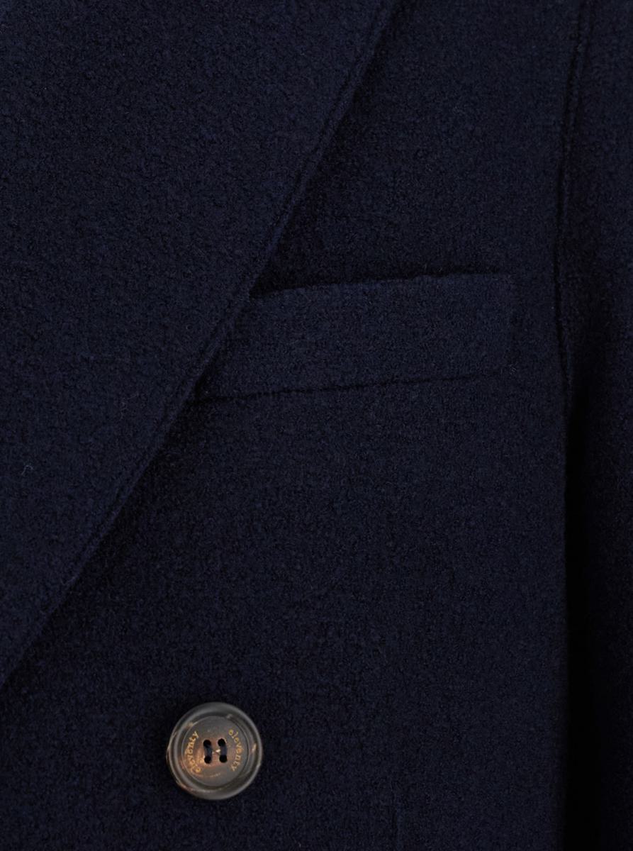 Blå dubbelknäppt kappa med Peak Revers i Fabric Man