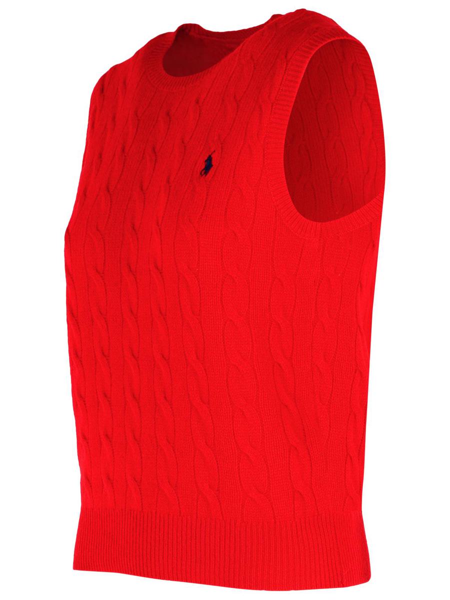 Polo Ralph Lauren röd ull- och kashmirväst