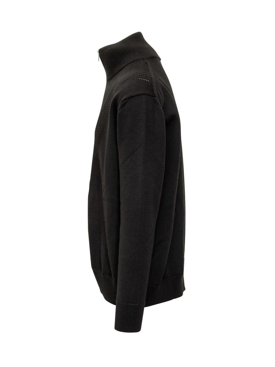 Jil Sander Svart Kofta I Teknisk Stickad Jil Sander