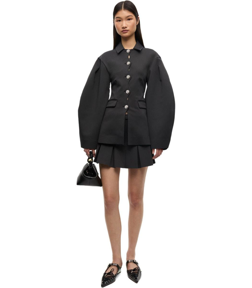 Ganni Svart Plisserad Minikjol