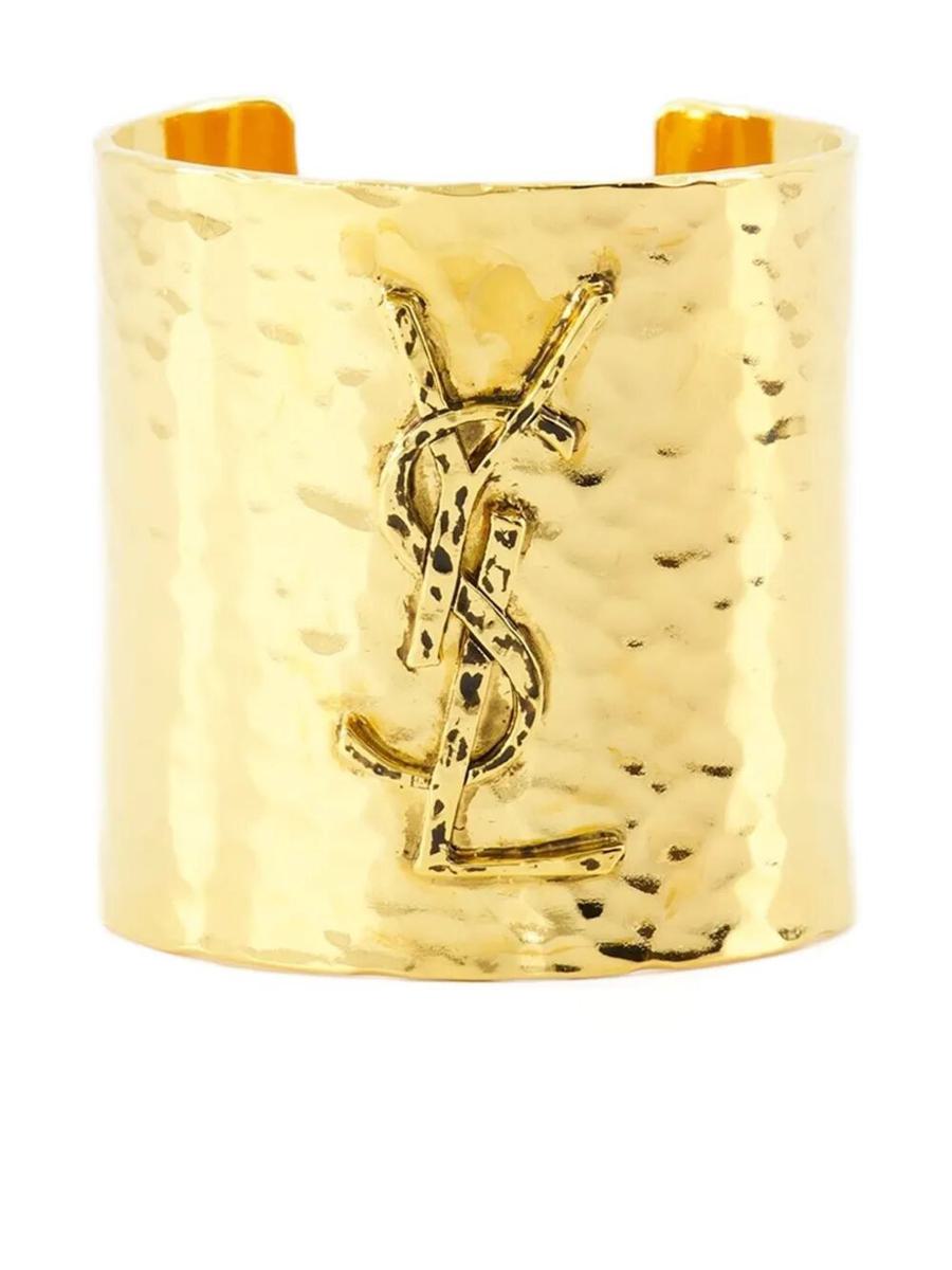 Saint Laurent Cassandre Manschett i hamrad metallaccessoar