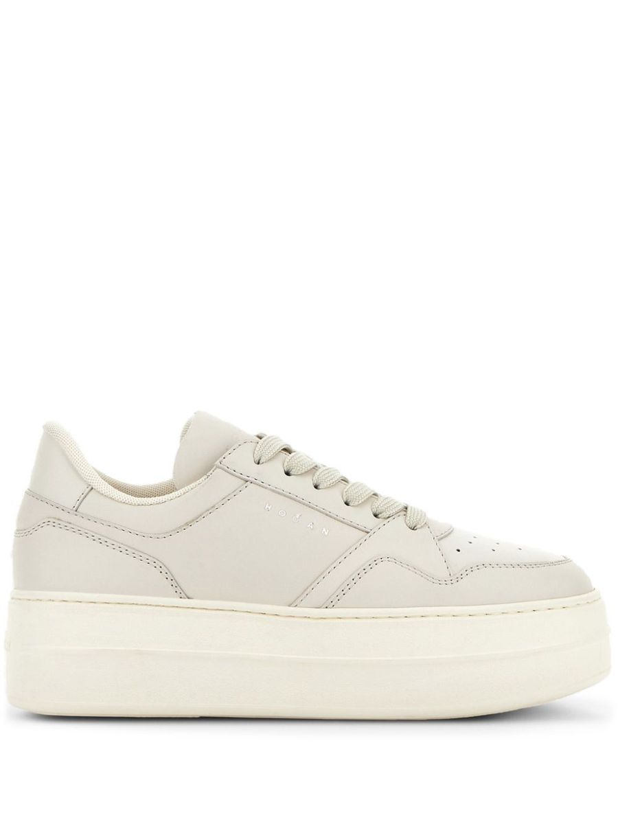 Hogan ljusbeige kalvskinnssneakers
