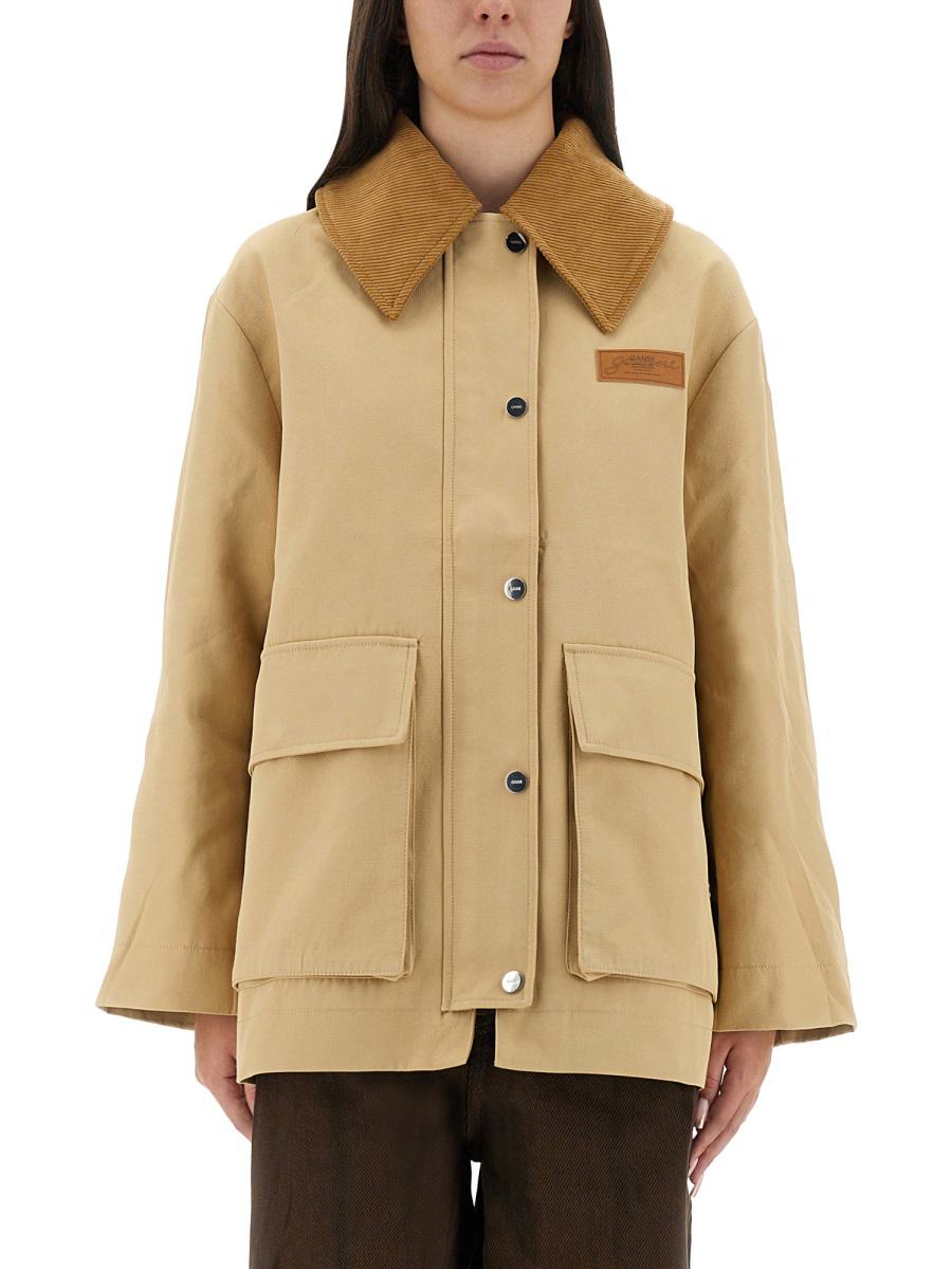 Ganni Camel Twill Midijacka