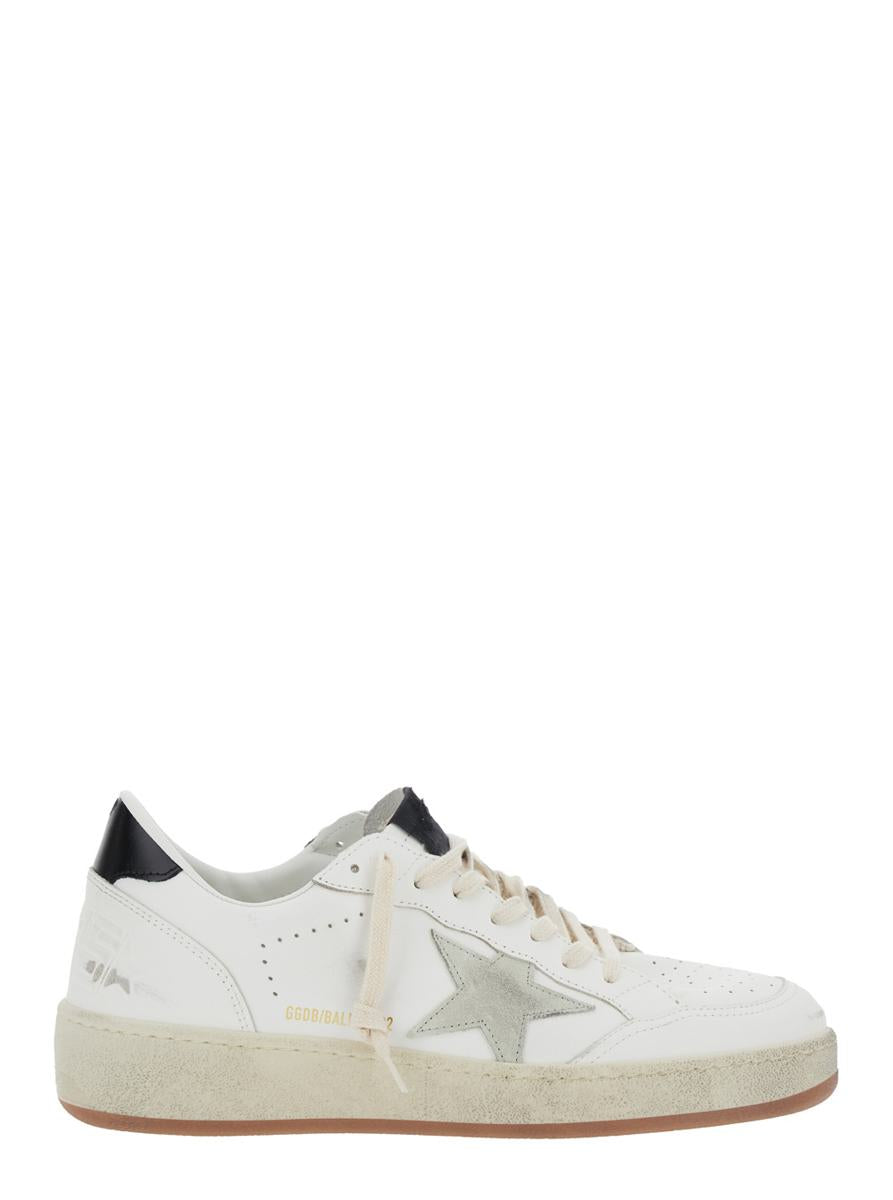'Ballstar 2' Vita låga sneakers med stjärnmärke på sidan och laminerad klack i läder för män