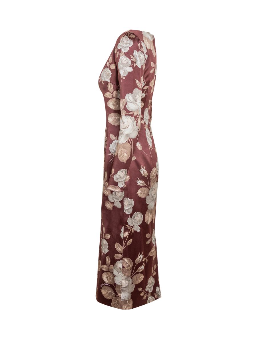 Dolce & Gabbana Dolce & Gabbana Blommig Klänning Med Rak Halsringning