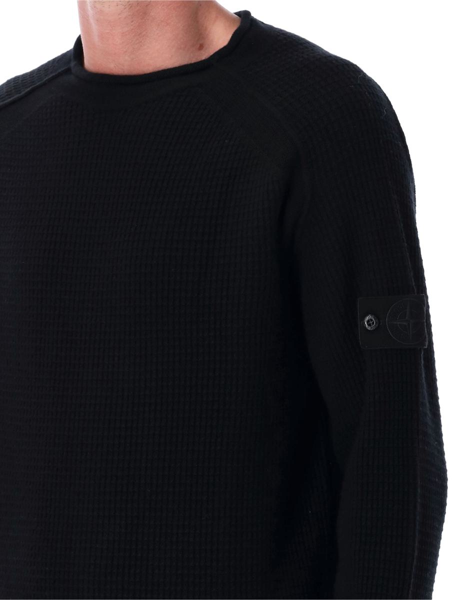 Stone Island svart ulltröja med fiskarribbor