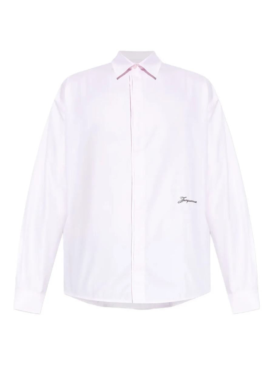 Jacquemus-skjorta med broderad logotyp och fiskbensmönster