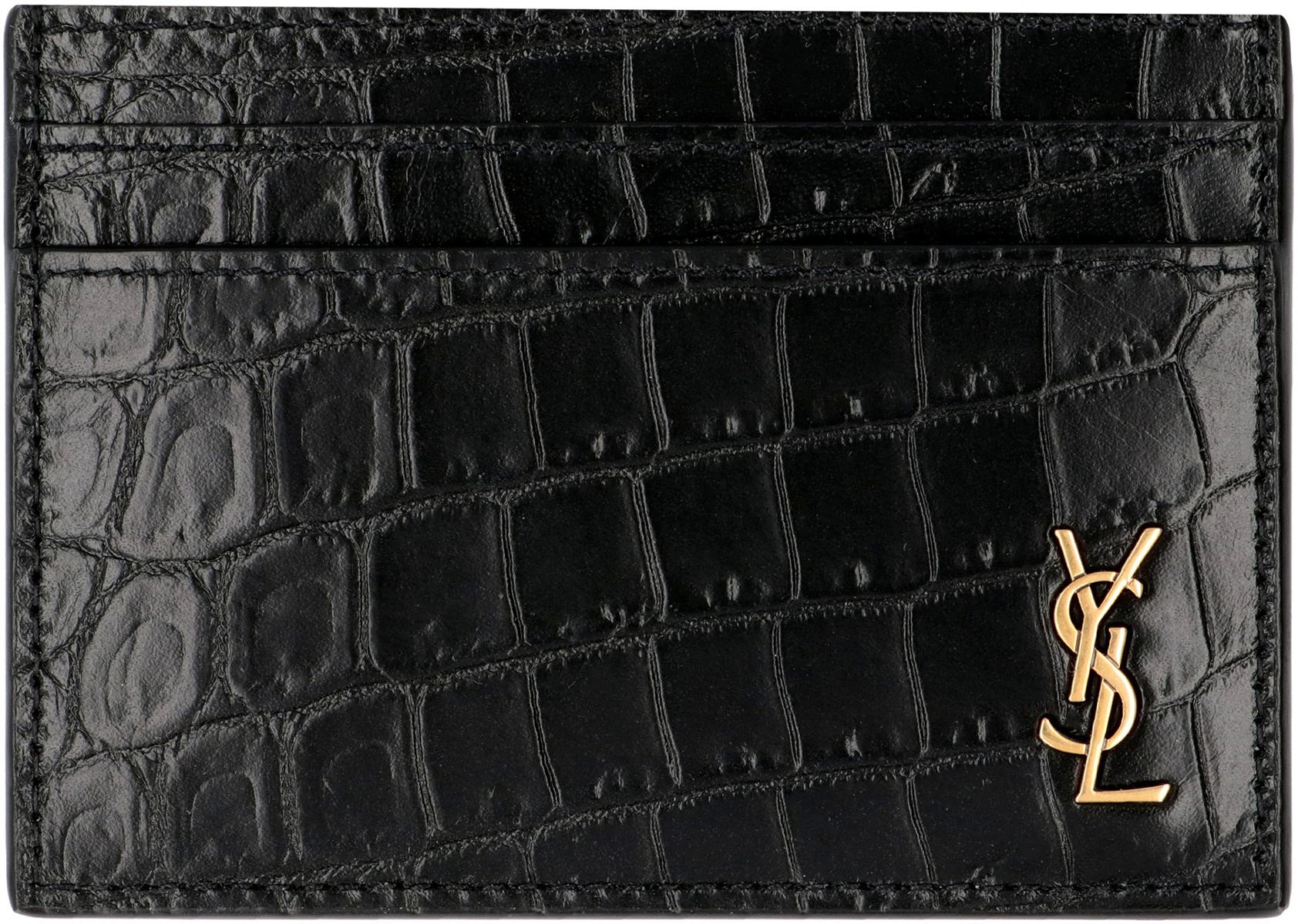 Saint Laurent tryckt läderkorthållare
