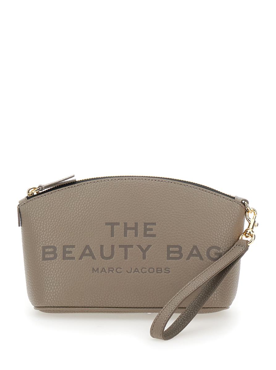 'The Beauty Bag' Grå kuvertväska med logotyptryck framtill i läder för kvinnor