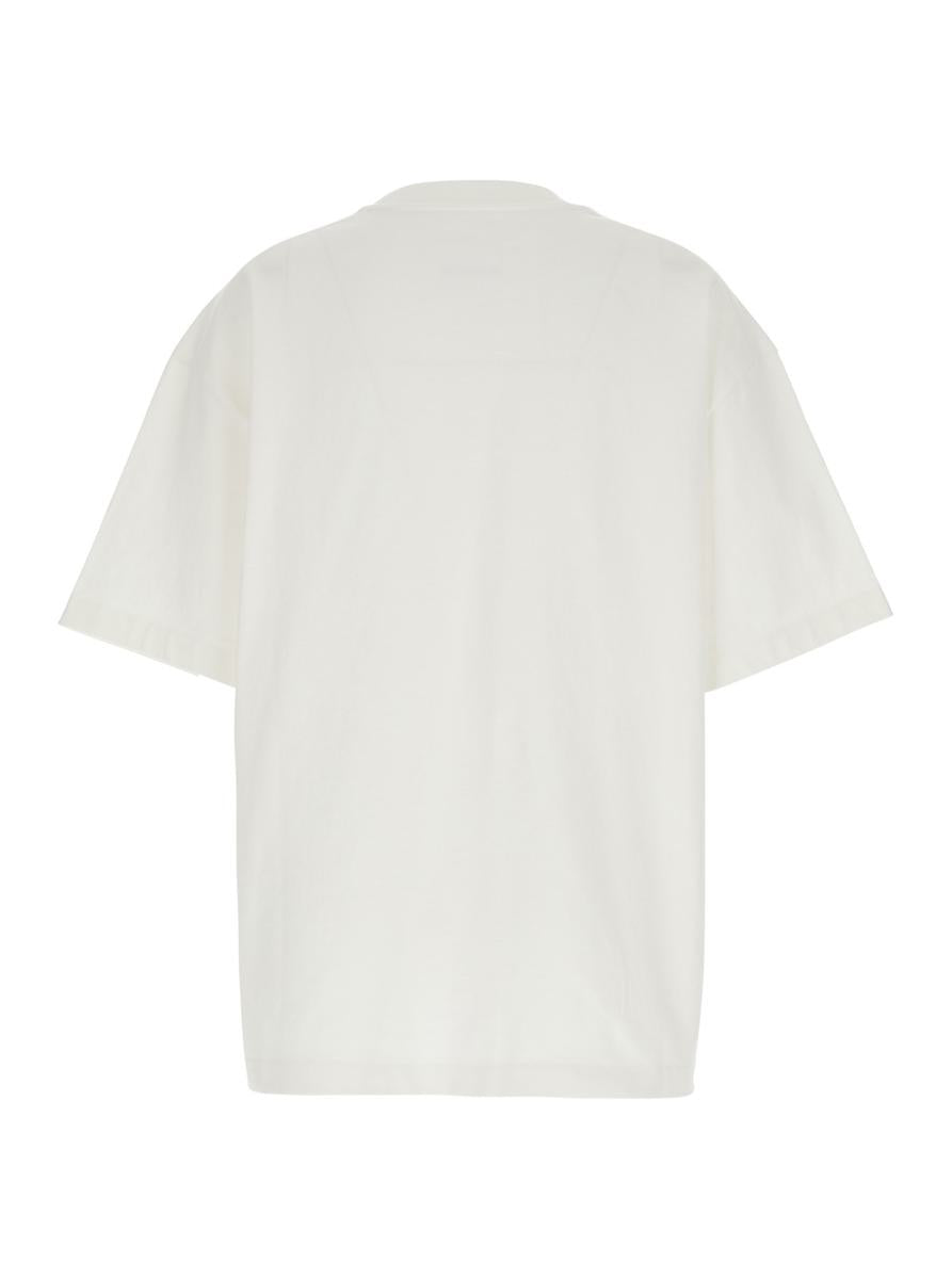 Vit rundhalsad t-shirt med logotyp framtill i bomull för kvinnor