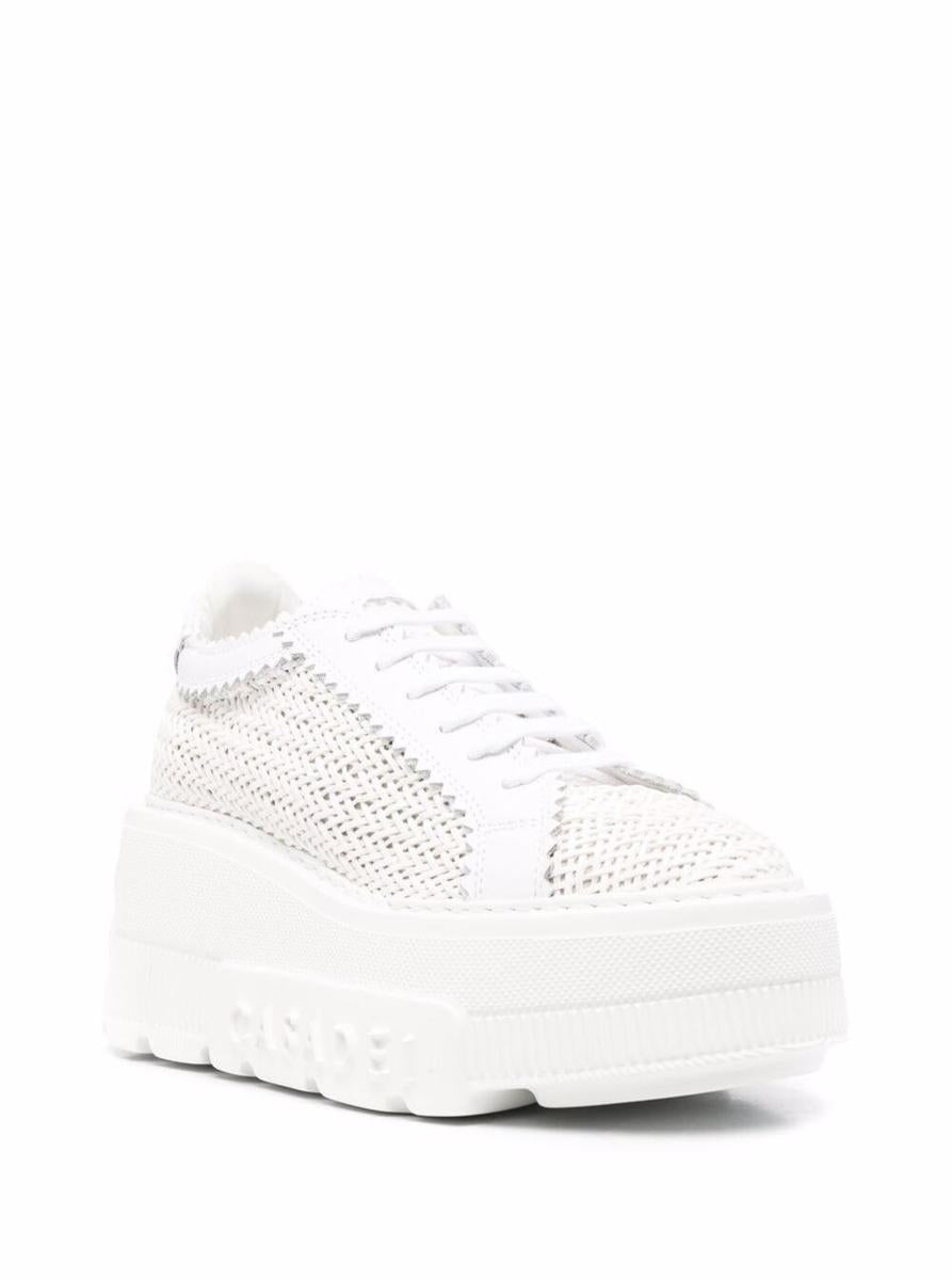 Vita platåsneakers i sammanvävd design i polyuretan för kvinnor