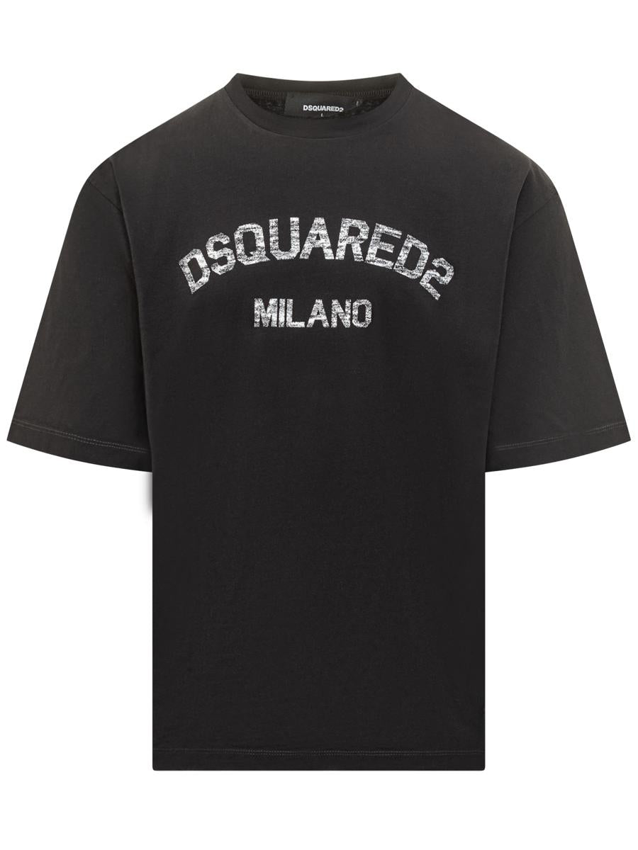 DSQUARED2 Svart bomulls-T-shirt med logotyp Dsquared2 Milano