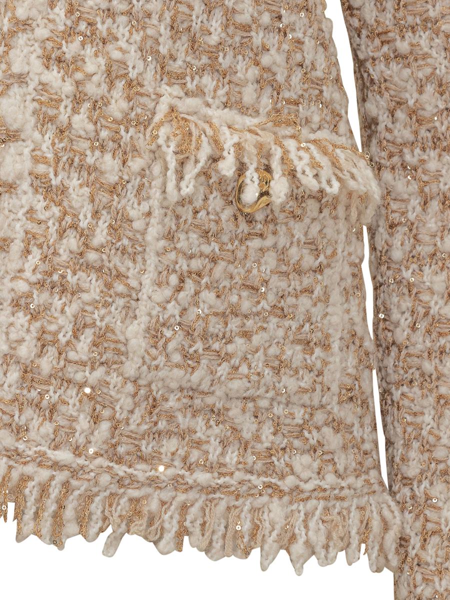 Fabiana Filippi Beige Bouclé-jacka med fransar från Fabiana Filippi