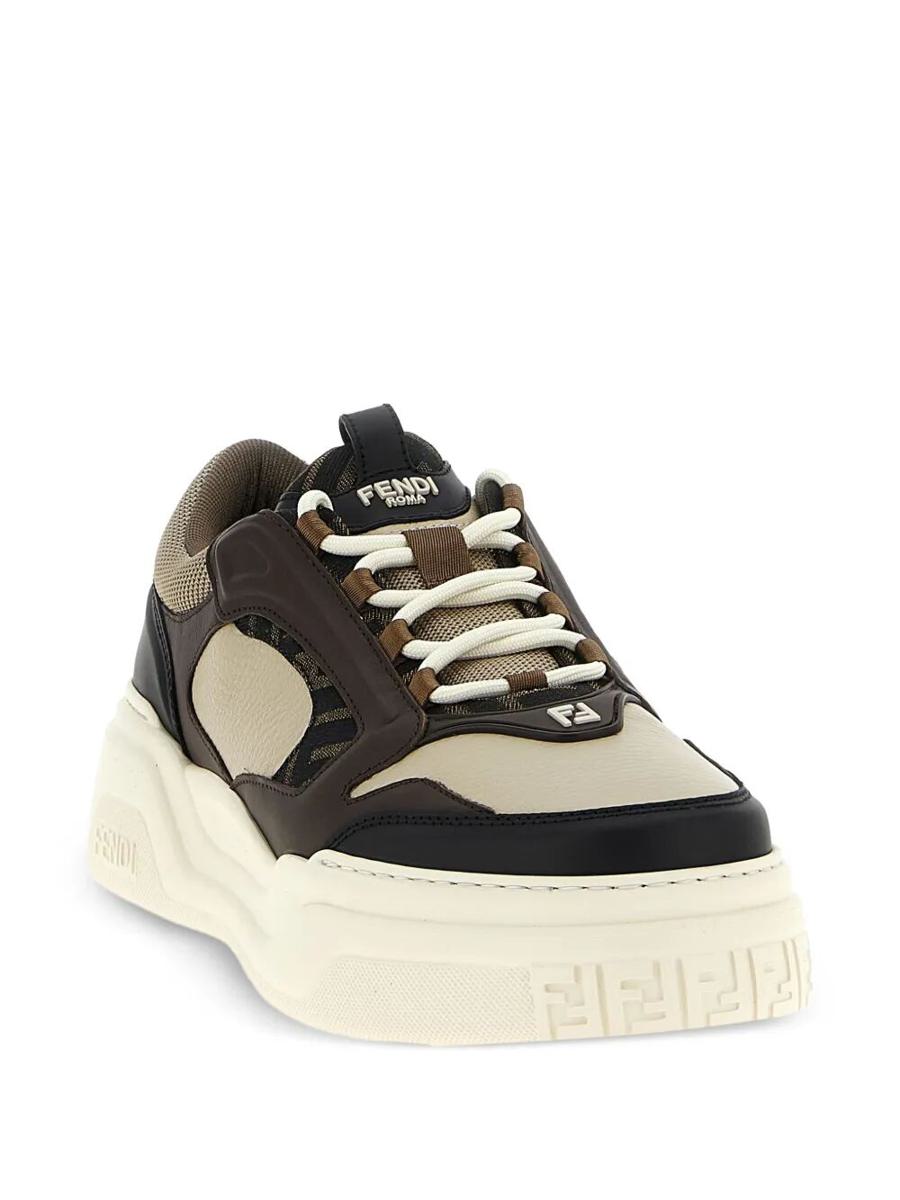 Fendi Force Lädersneakers Med Ff Jacquard Och Meshdetaljer Skor