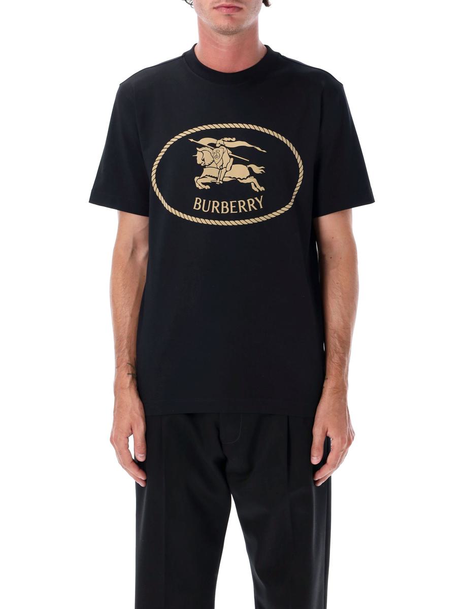 Burberry svart bomulls-T-shirt med riddare-stämpel