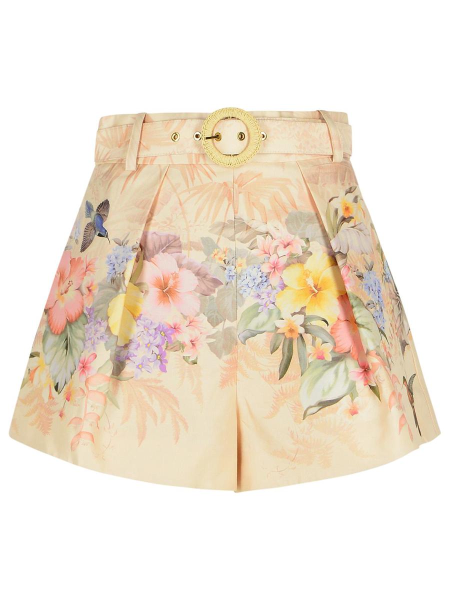Zimmermann 'Illuminate' Elfenbensvita Shorts i Sidenblandning