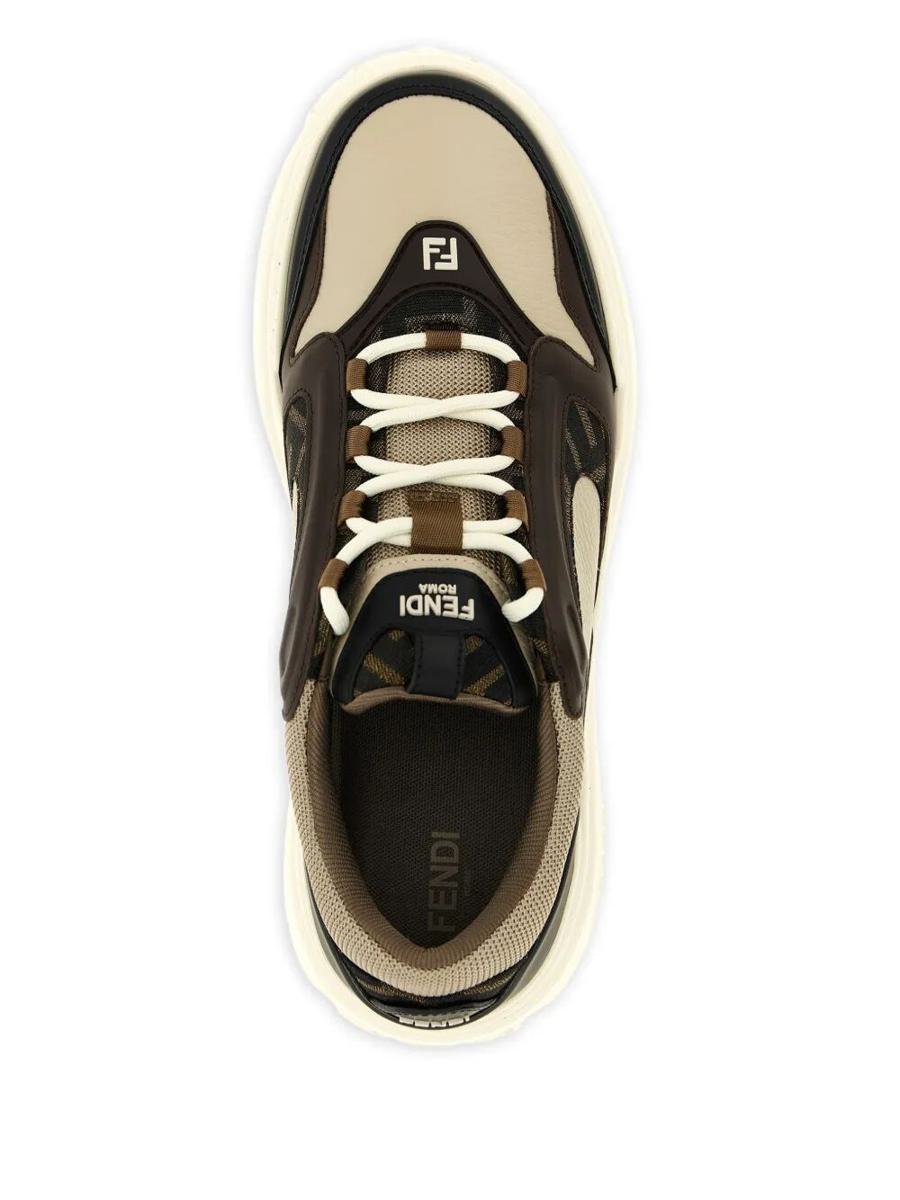 Fendi Force Lädersneakers Med Ff Jacquard Och Meshdetaljer Skor