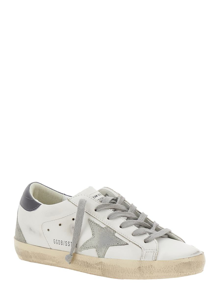 Vita låga sneakers med stjärnmärke i vintageläder för kvinnor
