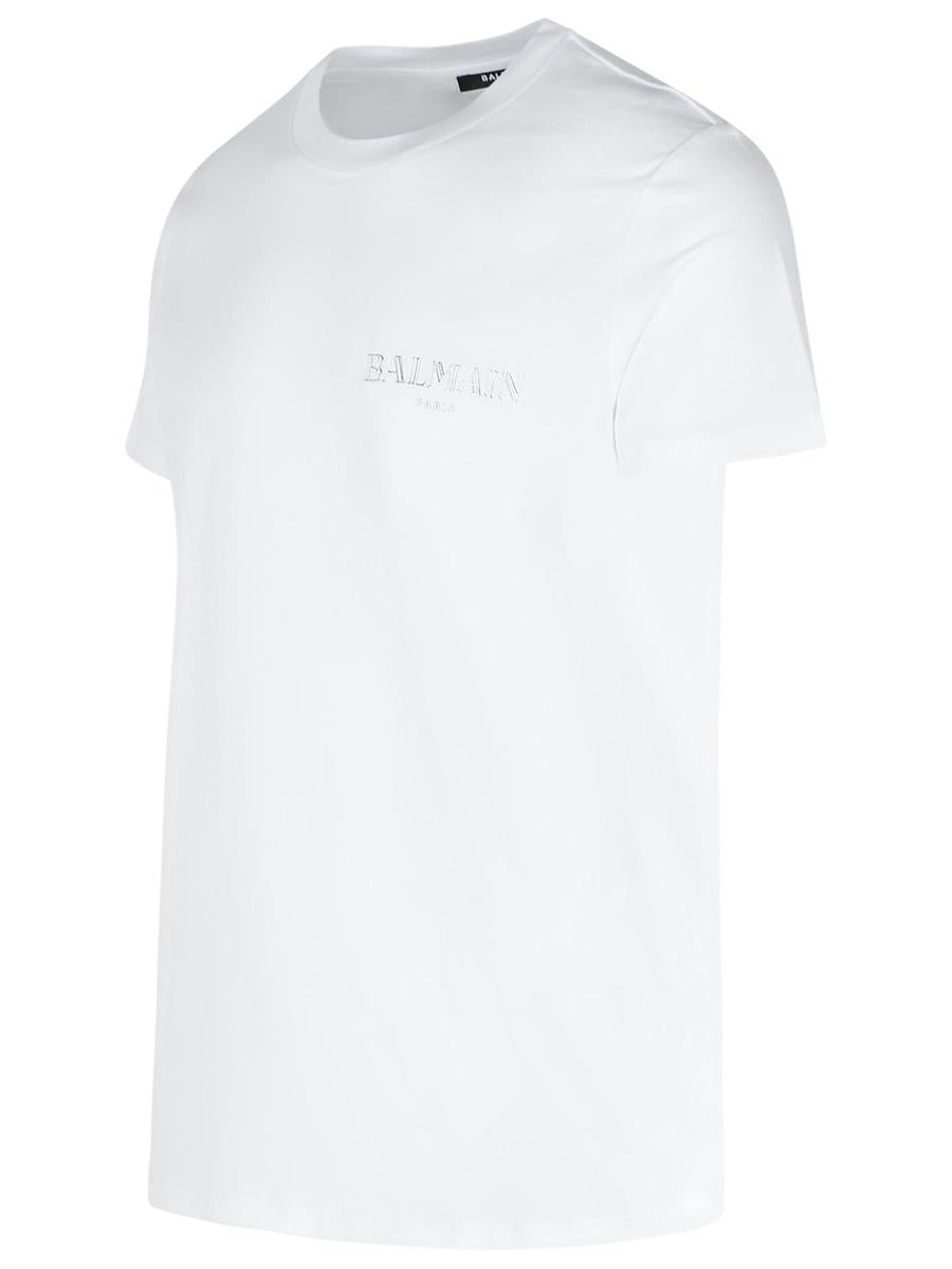 Balmain Vit Bomulls-T-shirt