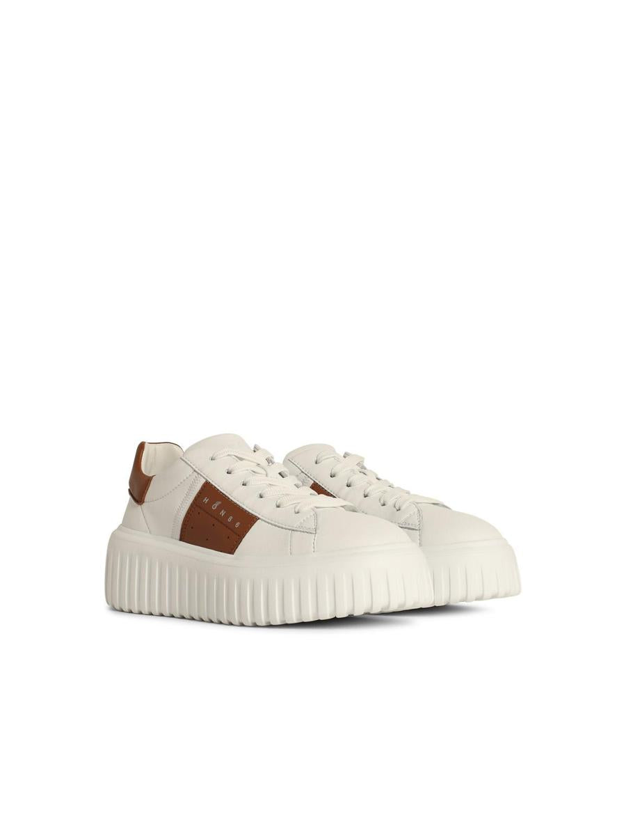 Hogan 'H Stripes' Elfenbensvita Lädersneakers