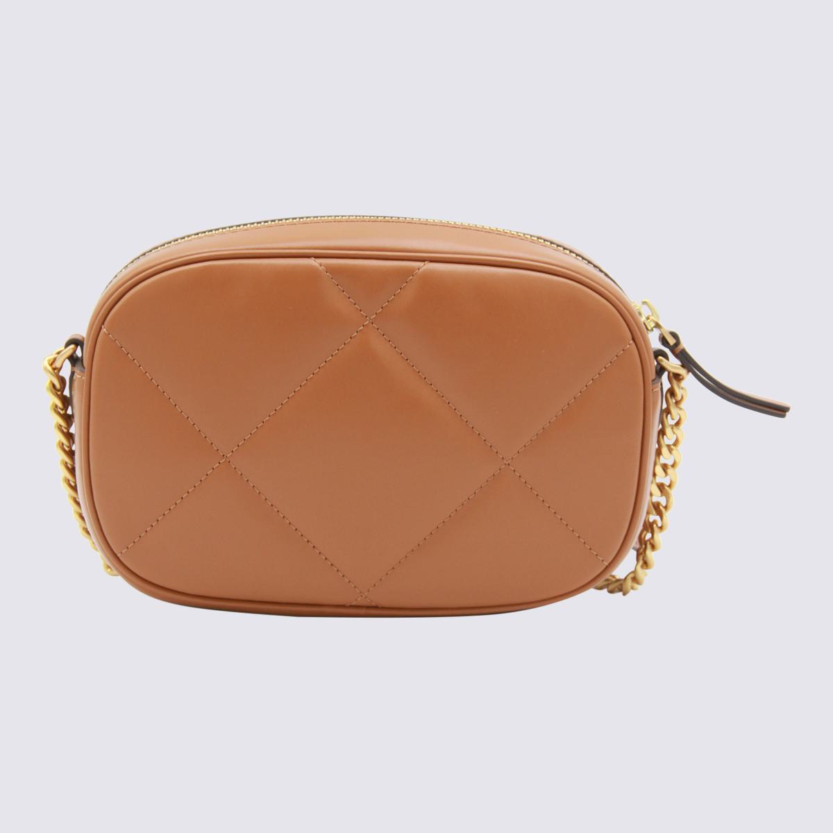 Tory Burch brun läderaxelväska