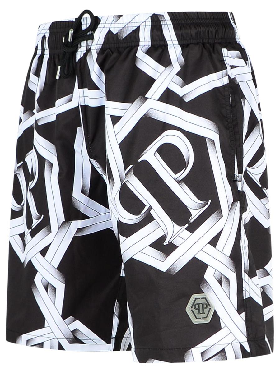 Philipp Plein svart polyesterbaddräkt
