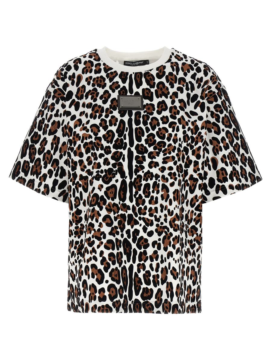 Dolce & Gabbana T-shirt med djurtryck och logotypplakett