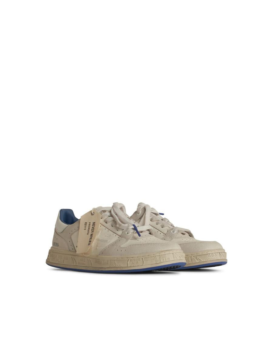 Premiata 'Quinn Blu' Vita Lädersneakers