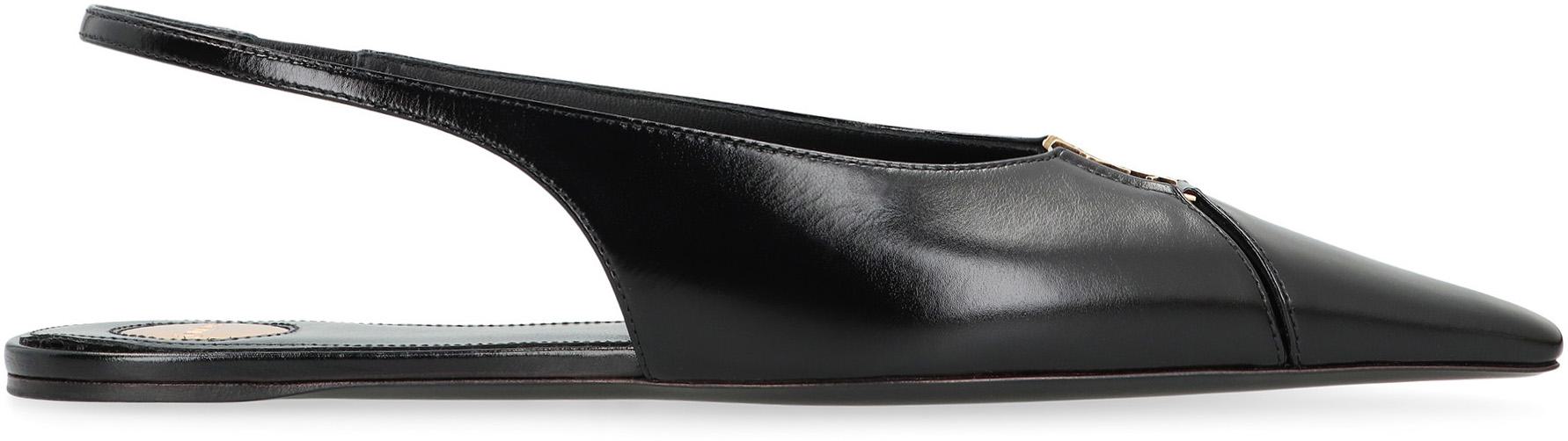 Saint Laurent Babylone spetsiga slingback-balettskor
