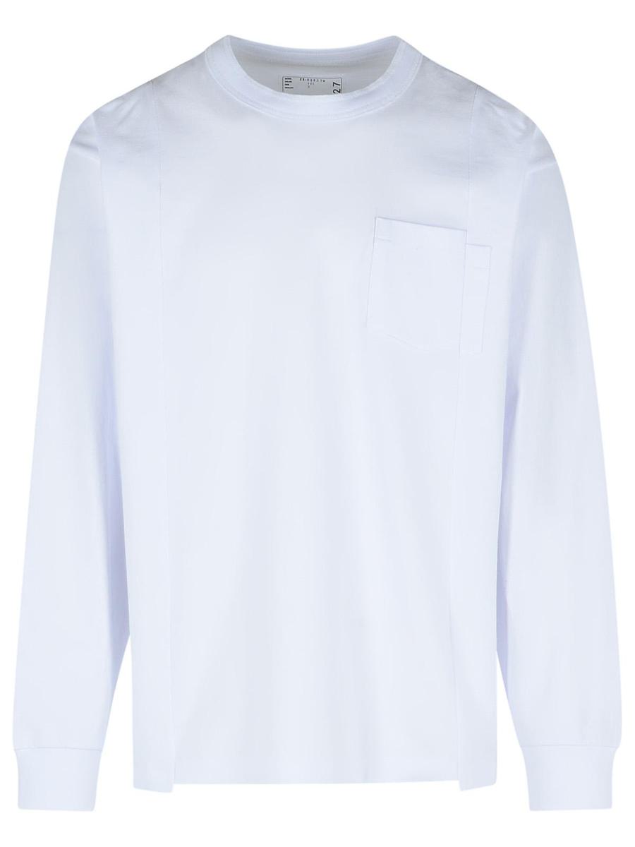 Sacai Vit Bomulls-T-shirt